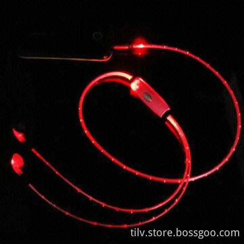 Blue color magical EL flash earphone for Android mobile phones/with microphone
